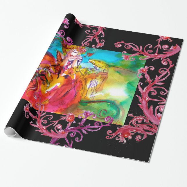 PAPIER CADEAU MIRANDOLINA, ESPACES FLORAUX ROUGES (Déroulé)