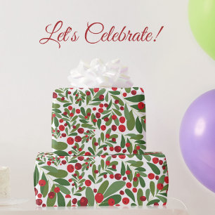 Papier Cadeau Mistletoe and Hollyberries Christmas