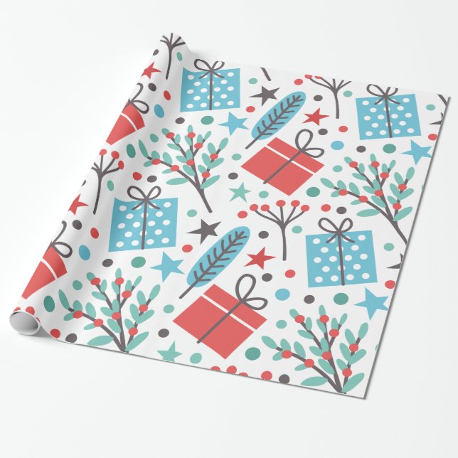 Papier Cadeau Mistletoe de Noël et Motif cadeau (Déroulé)