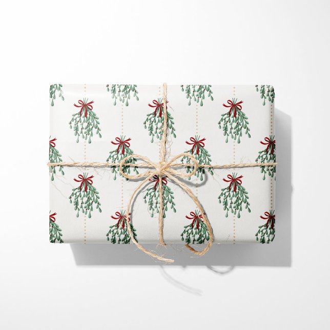 Papier Cadeau Mistletoe festive avec des vaches rouges (Créateur téléchargé)