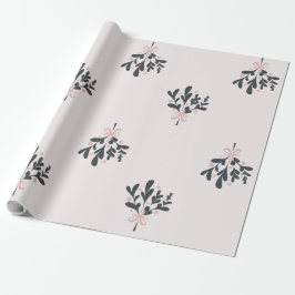 Papier Cadeau Mistletoe rose de Noël