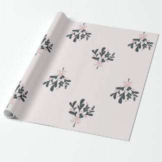 Papier Cadeau Mistletoe rose de Noël