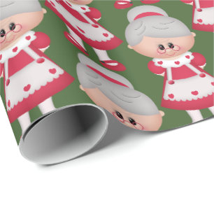 Papier Cadeau Mme mignonne Claus Christmas Holiday a couvert de