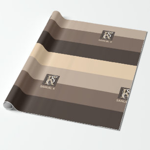 Papier Cadeau Mocha Latte Color palette Stripes monogram
