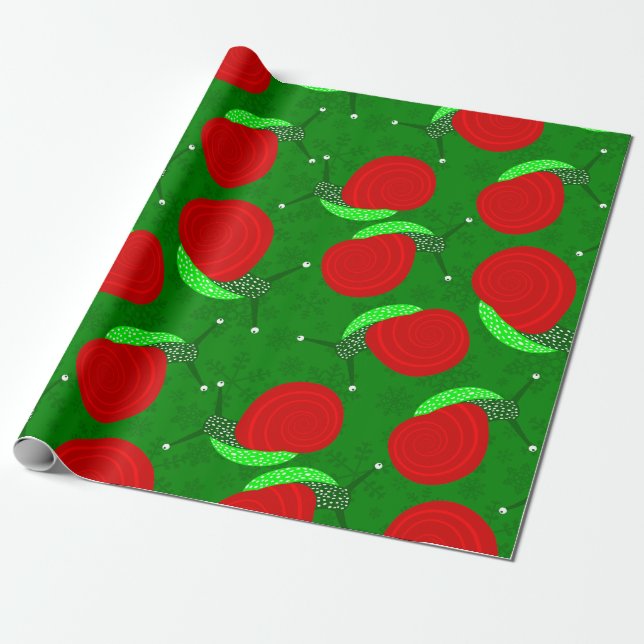 Papier Cadeau moche escargots de Noël flocons de neige insectes  (Déroulé)