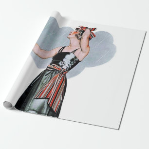 Papier Cadeau Mode Beauté dans la pluie par C Coles Phillips