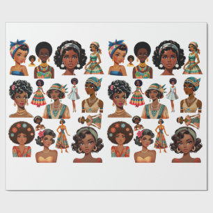 Papier Cadeau Mode féminine africaine noire des années 20 aux an