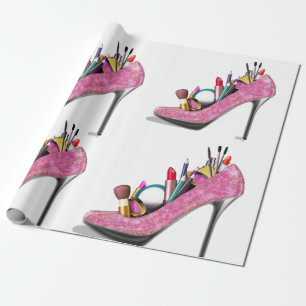 Papier Cadeau Mode Stillettos maquillage talons hauts