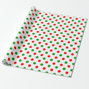 Papier Cadeau Modèle à pois blancs rouges et verts