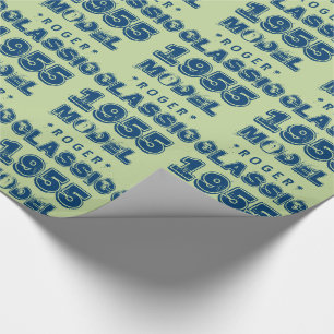 Papier Cadeau MODÈLE CLASSIQUE D'ANNIVERSAIRE 1955 Green J60
