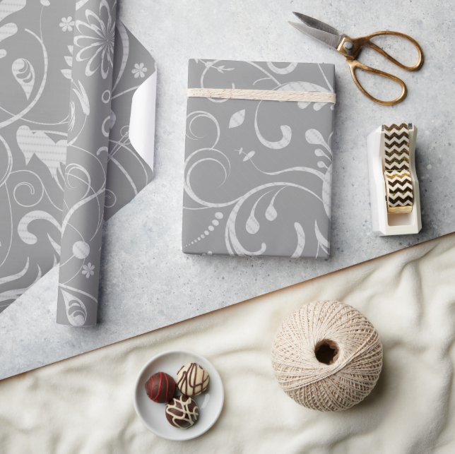 Papier Cadeau Modèle Damas, Damas gris, Damas français (Artisanat)