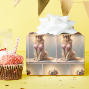 Papier Cadeau Modèle de lingerie Golden Retriever