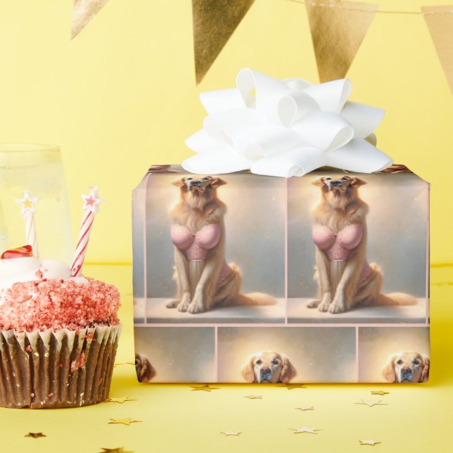Papier Cadeau Modèle de lingerie Golden Retriever (Fête d'anniversaire)