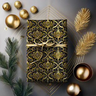 Papier Cadeau Modèle de Noël en or noir #30 ID1009