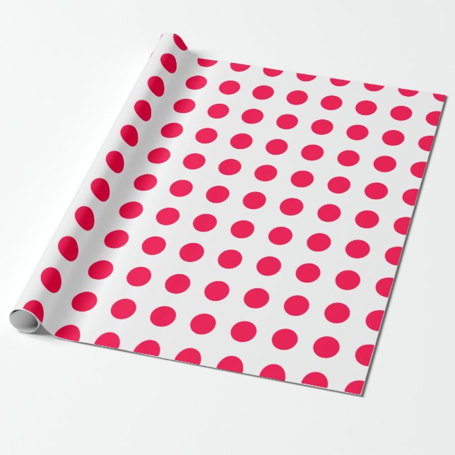 Papier Cadeau Modèle de Noël Rouge Pois Blanc Russe (Déroulé)