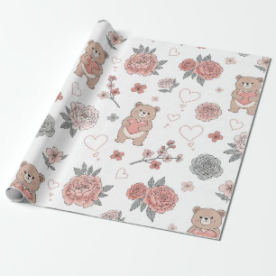 Papier Cadeau Modèle de nurserie ourson pastel
