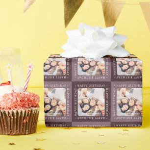 Papier Cadeau Modèle de photo de famille joyeux anniversaire ave