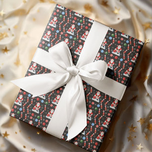 Papier Cadeau Modèle de quilles de Noël avec le Père Noël