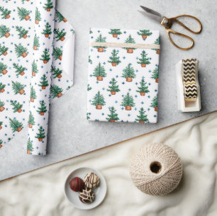 Papier Cadeau Modèle de vacances de ferme de sapin de Noël en po