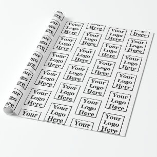Papier Cadeau Modèle de votre logo ici Motif en blanc