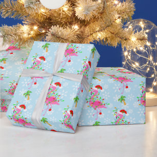 Papier Cadeau Modèle Flamingo rose de Noël