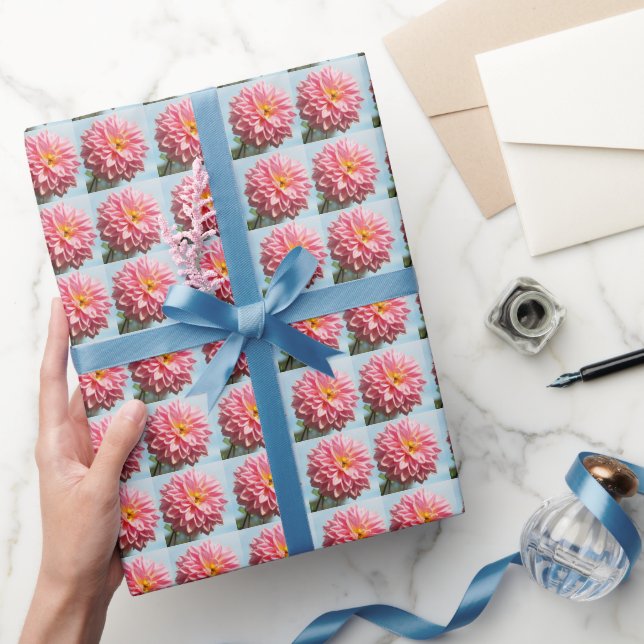 Papier Cadeau Modèle Floral Dahlia Rose (Cadeaux)