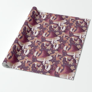 Papier Cadeau Modèle floral de champignon lunaire