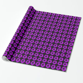 Papier Cadeau Modèle floral de géranium violet sur noir