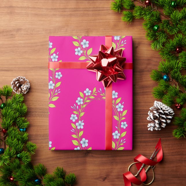 Papier Cadeau Modèle floral de la petite fille (Cadeau de vacances)