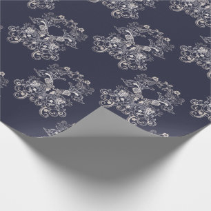 Papier Cadeau modèle floral de marine de style baroque