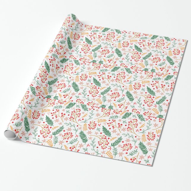 Papier Cadeau Modèle floral de Noël (Déroulé)