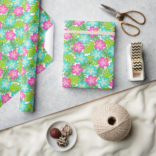 Papier Cadeau Modèle floral hawaïen tropical d'été (Artisanat)