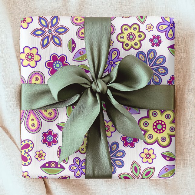 Papier Cadeau Modèle floral hippie moderne | Botanique (Créateur téléchargé)