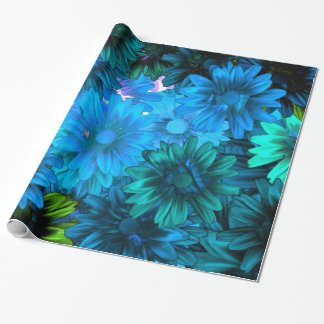 Papier Cadeau Modèle floral moderne bleu clair