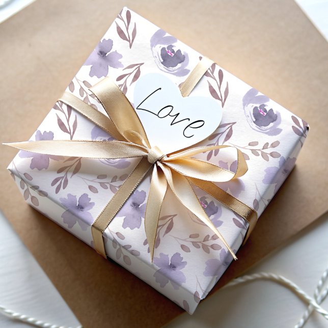 Papier Cadeau Modèle floral moderne violet d'aquarelle (Créateur téléchargé)