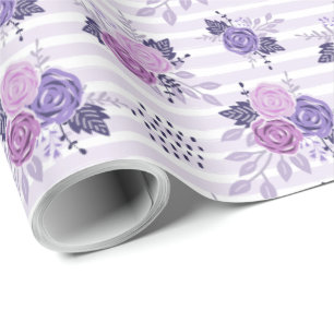 Papier Cadeau Modèle Floral rose violet moderne