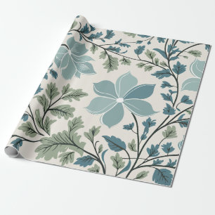 Papier Cadeau Modèle Floral turquoise et vert sur Arrière - plan