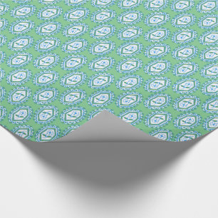 Papier Cadeau Modèle floral Vintage de bord bleu chic