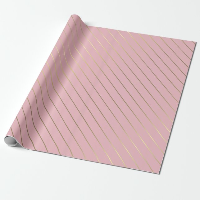 Papier Cadeau Modèle glamour Rose et doré Élégant (Déroulé)