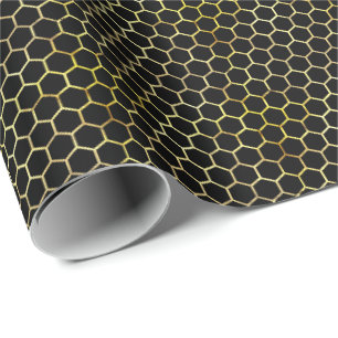 Papier Cadeau Modèle Or moderne et peigne noire