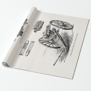 Papier Cadeau Modèle vintage de mitrailleuses d'arme à feu de