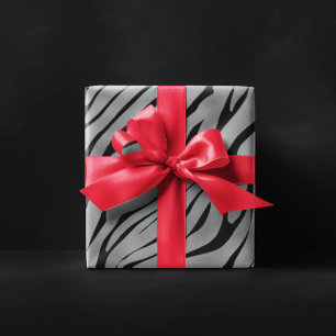 Papier Cadeau Modèle Zèbre gris métallique