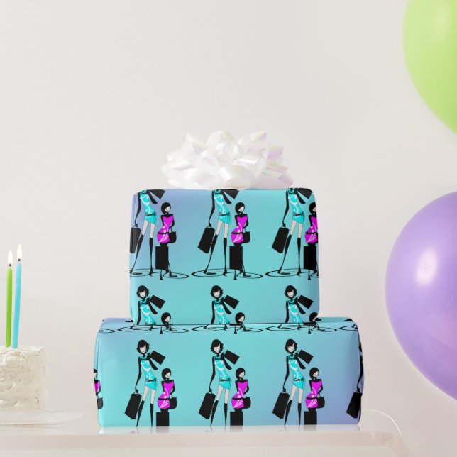 Papier Cadeau Modèles mode fille shopping paris (Cadeaux de fête)