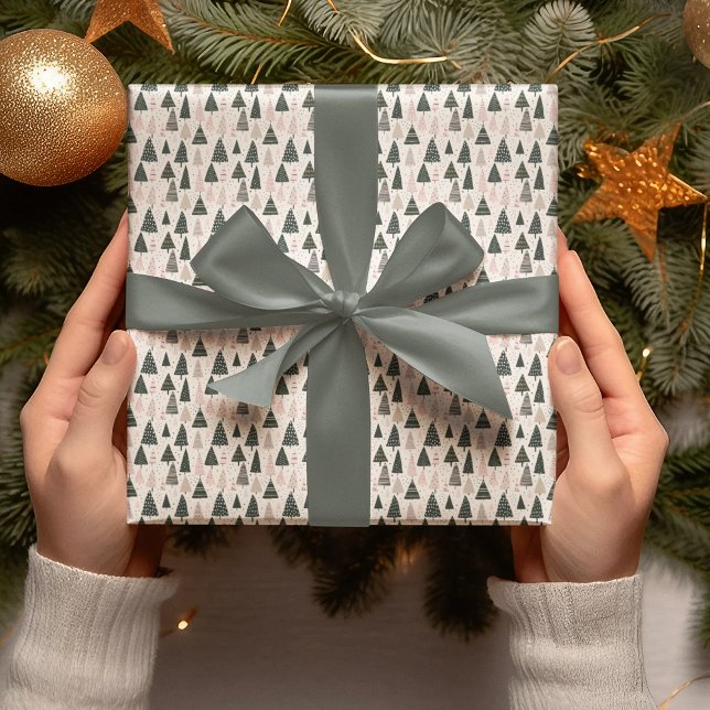 Papier Cadeau Modern Christmas Trees Wrapping Paper (Créateur téléchargé)