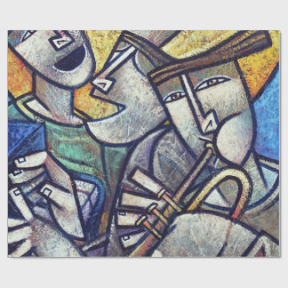 Papier Cadeau Modern Cubist Jazz Musicians Art Wrapping Paper