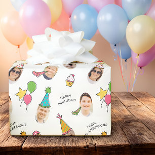Papier Cadeau Modern Cute Funny Anniversaire Casquette Photo