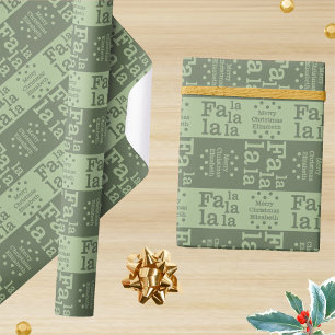 Papier Cadeau Modern Fa La Green Simple Christmas Ajouter un nom