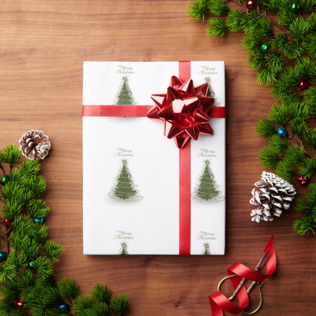 Papier Cadeau Modern Green Spiral Christmas Tree,Wapping paper  (Cadeau de vacances)