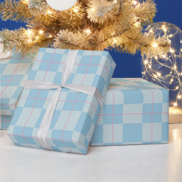 Papier Cadeau Modern Preppy Blue & Pink Plaid Wrapping Paper