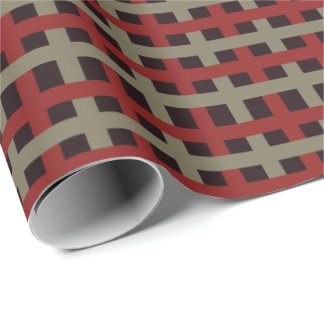 Papier Cadeau Modern Red Sage Black Christmas Plaid